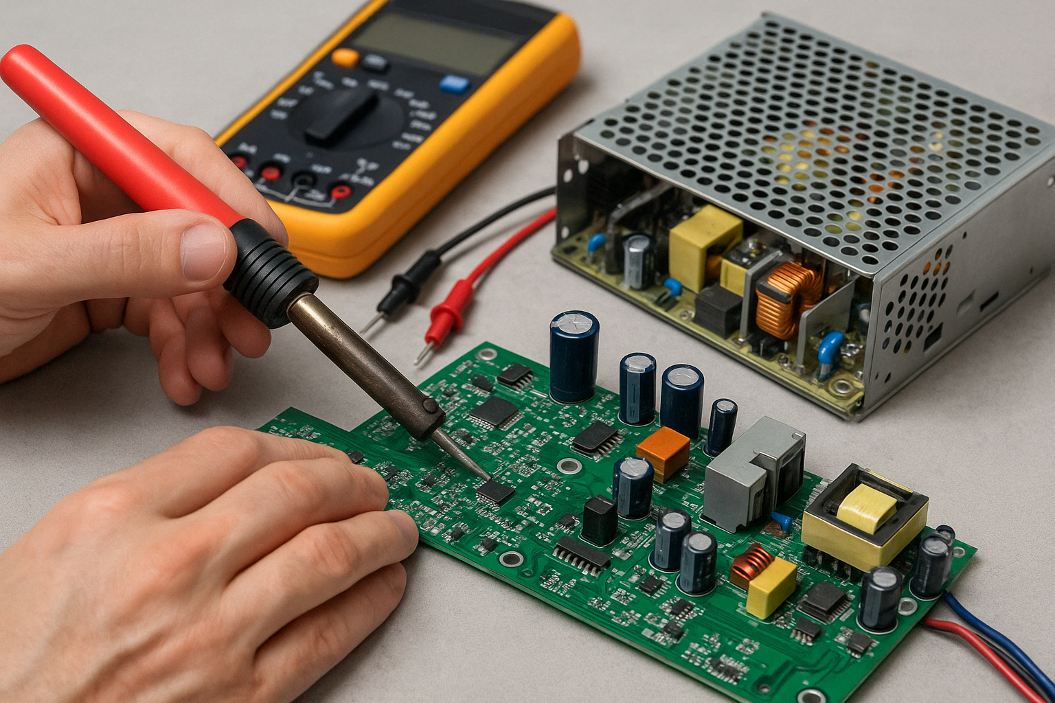 circuit board under electronics repair
